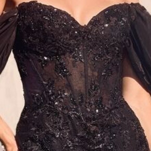 NEW LONG FORMAL SLEEVELESS MERMAID SATIN DRESS EMBROIDERED W/ SEQUINS CD A1354 - Picture 6 of 7